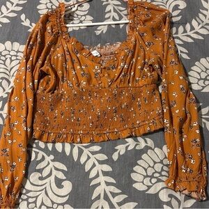 Elodie Floral Smocked Top in Warm Orange